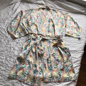 J. Crew floral print silk feel robe